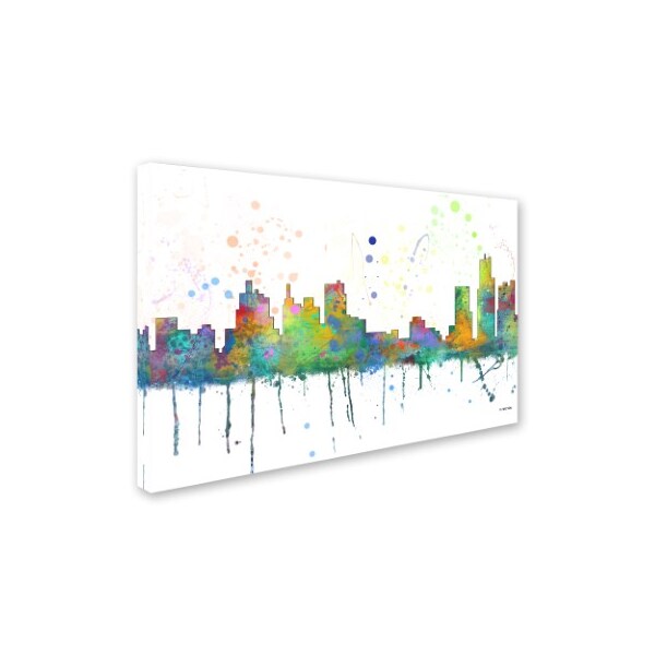 Marlene Watson 'Detroit Michigan Skyline Mclr-1' Canvas Art,22x32